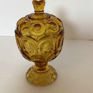 LE Smith Moon and Stars Vintage Amber Glass Candy Dish